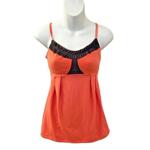 Lululemon Womens Yogi Dance Tank Top Size 4 Coral Gray Luon Ruched Ruffled - Picture 1 of 7
